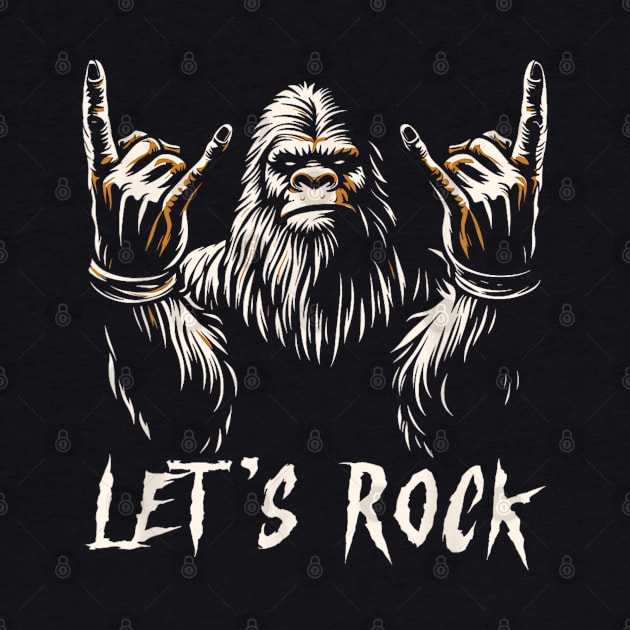 Bigfoot Rock On Sasquatch Rock And Roll Let's Rock by marchizano